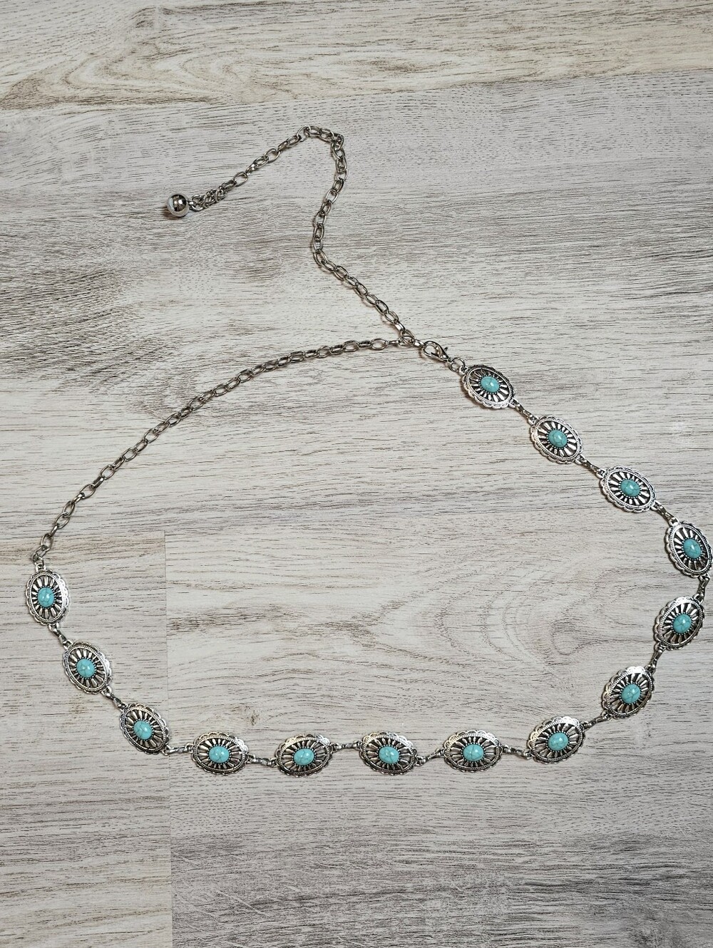 Light Weight Boho South West Metal Turqouise Belt